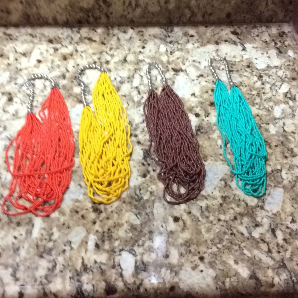 Lot of 4 multi strand seed bead necklaces